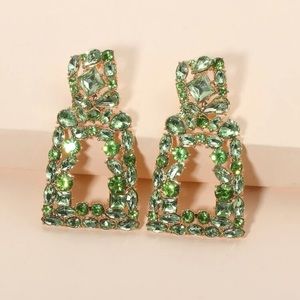 Geometric Rhinestone Drop Earrings